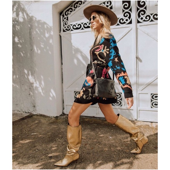 NWT Zara Metallic Kitten Heel Boots - Picture 9 of 10